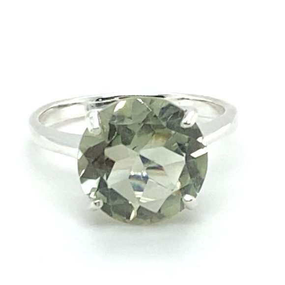 Green Amethyst 5.55ct Platinum Finish Solid 925 Sterling Silver Ring - Picture 3 of 6